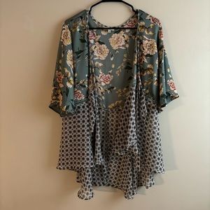 Womens Long Loose Fit Mesh Crochet Kimono Kori Cardigan Size L